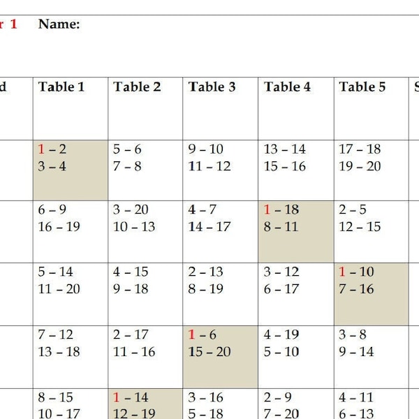 5 Tables Progressive Bridge Tally | 20 Players Bridge Tally | Bridge Scorepad Printable | Instant Download