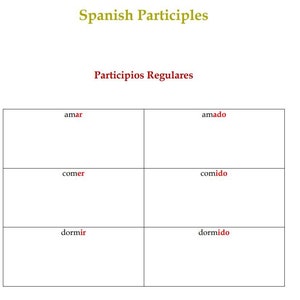 Spanish Participles Chart | Spanish Grammar Classroom Poster | Spanish Printables | Instant Download