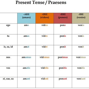 Latin Regular Verbs Conjugation Chart | Latin Grammar Classroom Poster | Two Sizes (US Letter Size & A4) | Instant Download