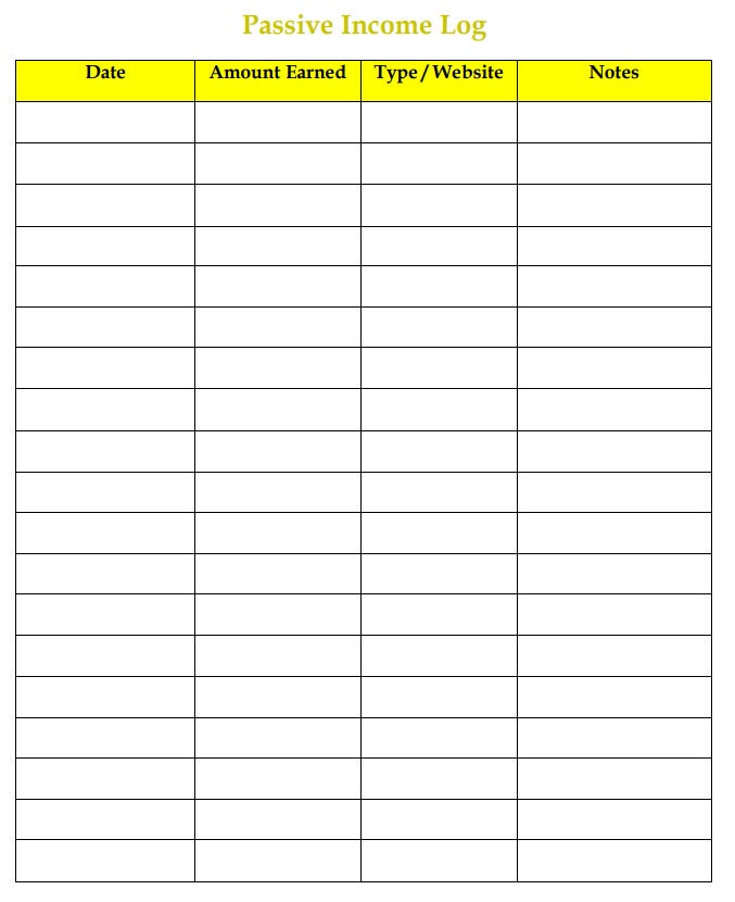 Passive Income Log | Passive Income Tracker Printable | Instant ...