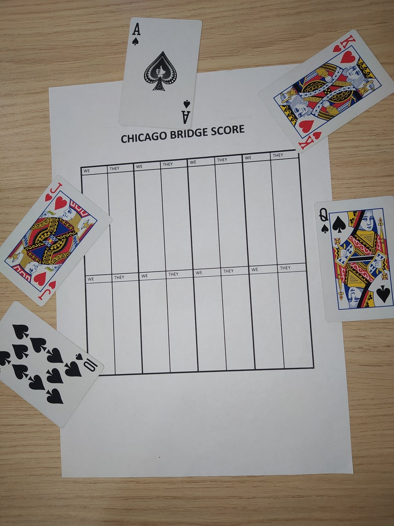 Chicago Bridge Scorepad - Chicago Bridge Score Sheets - Printable ...