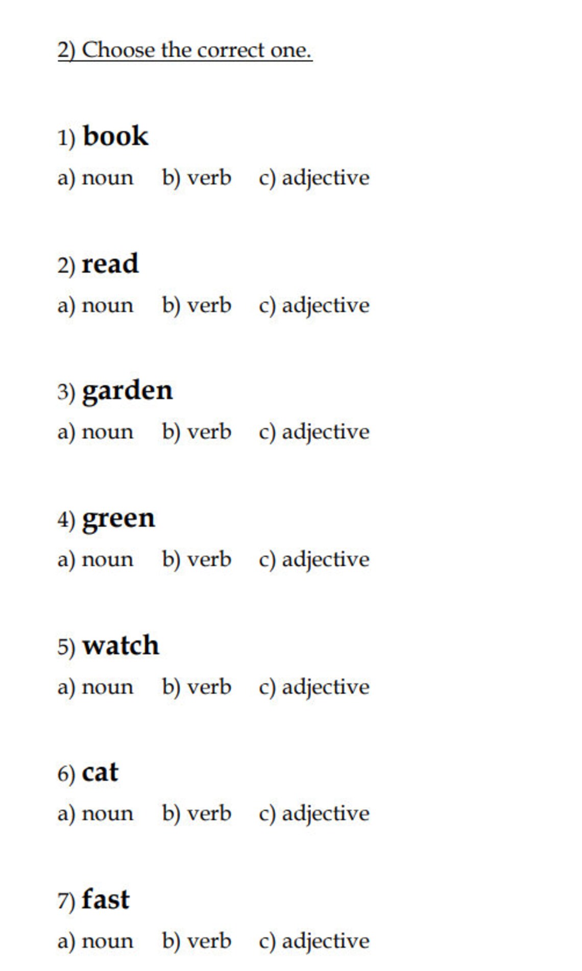 Parts of Speech Worksheets | 70 Words | Grammar Exercise | Instant ...
