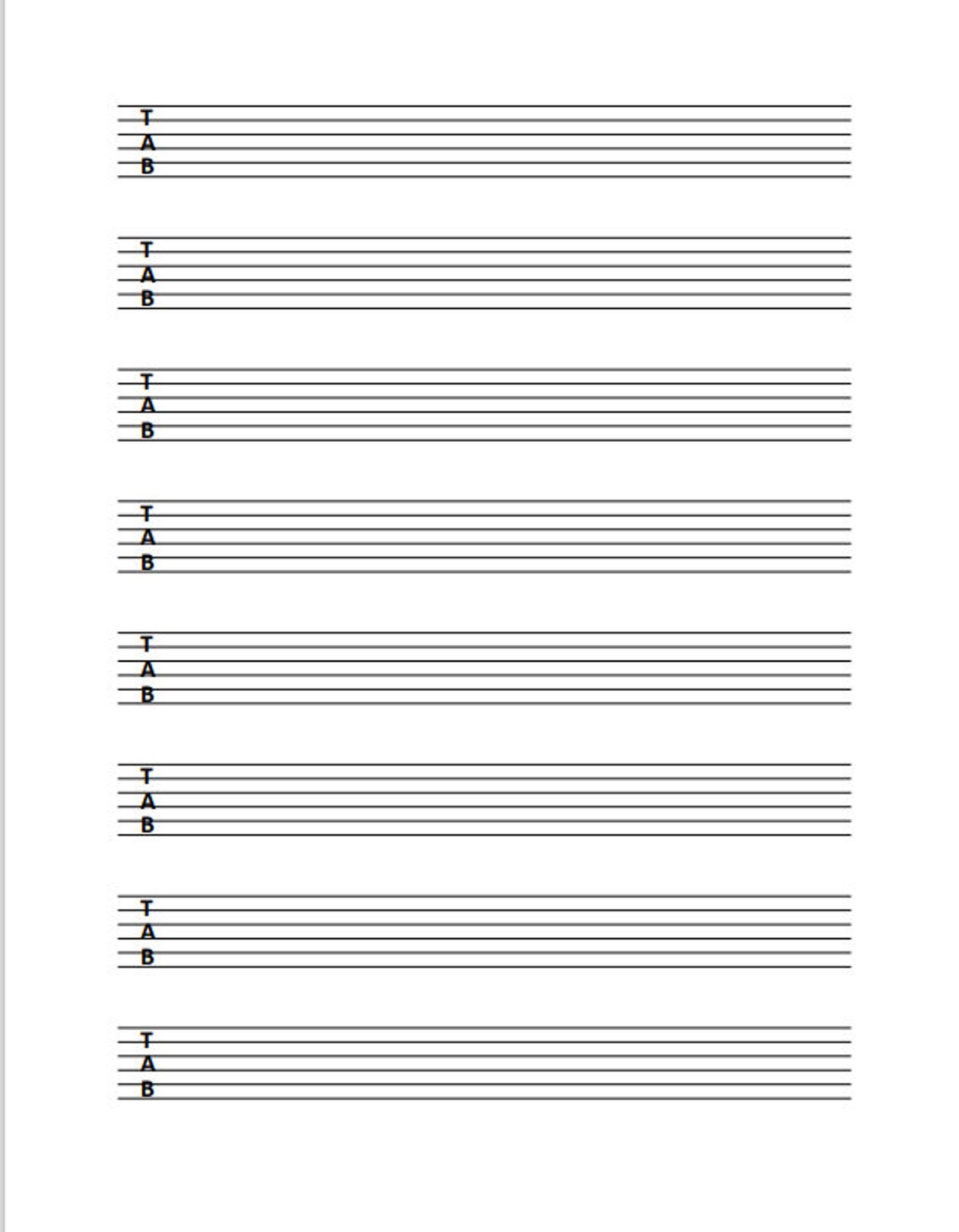 Guitar Tab Paper Guitar Tab Printable Blank Music Tab Instant