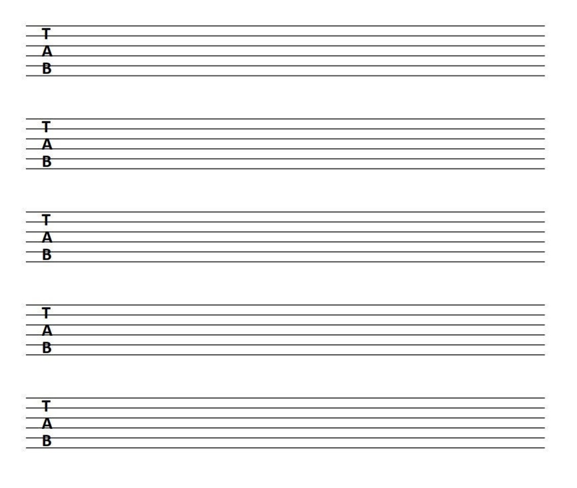 Guitar Tab Paper Guitar Tab Printable Blank Music Tab Instant