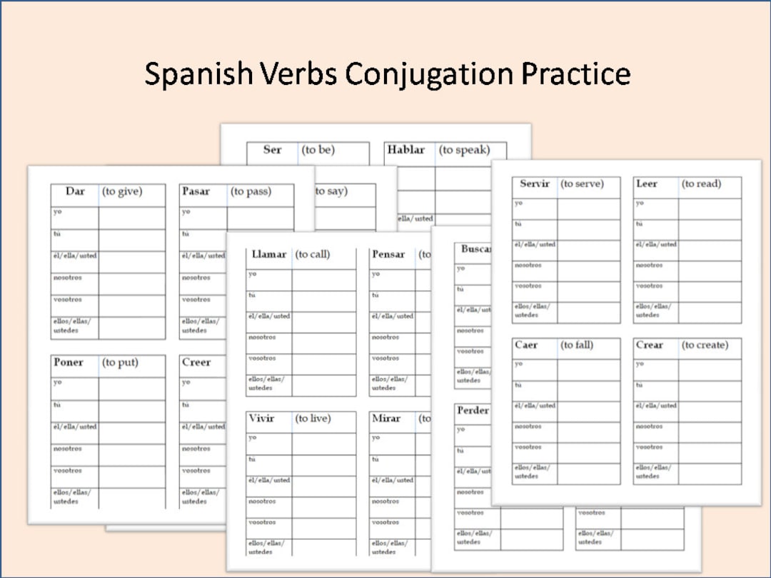 Spanish Verbs Conjugation Conjugation Tables Spanish Verbs Practice