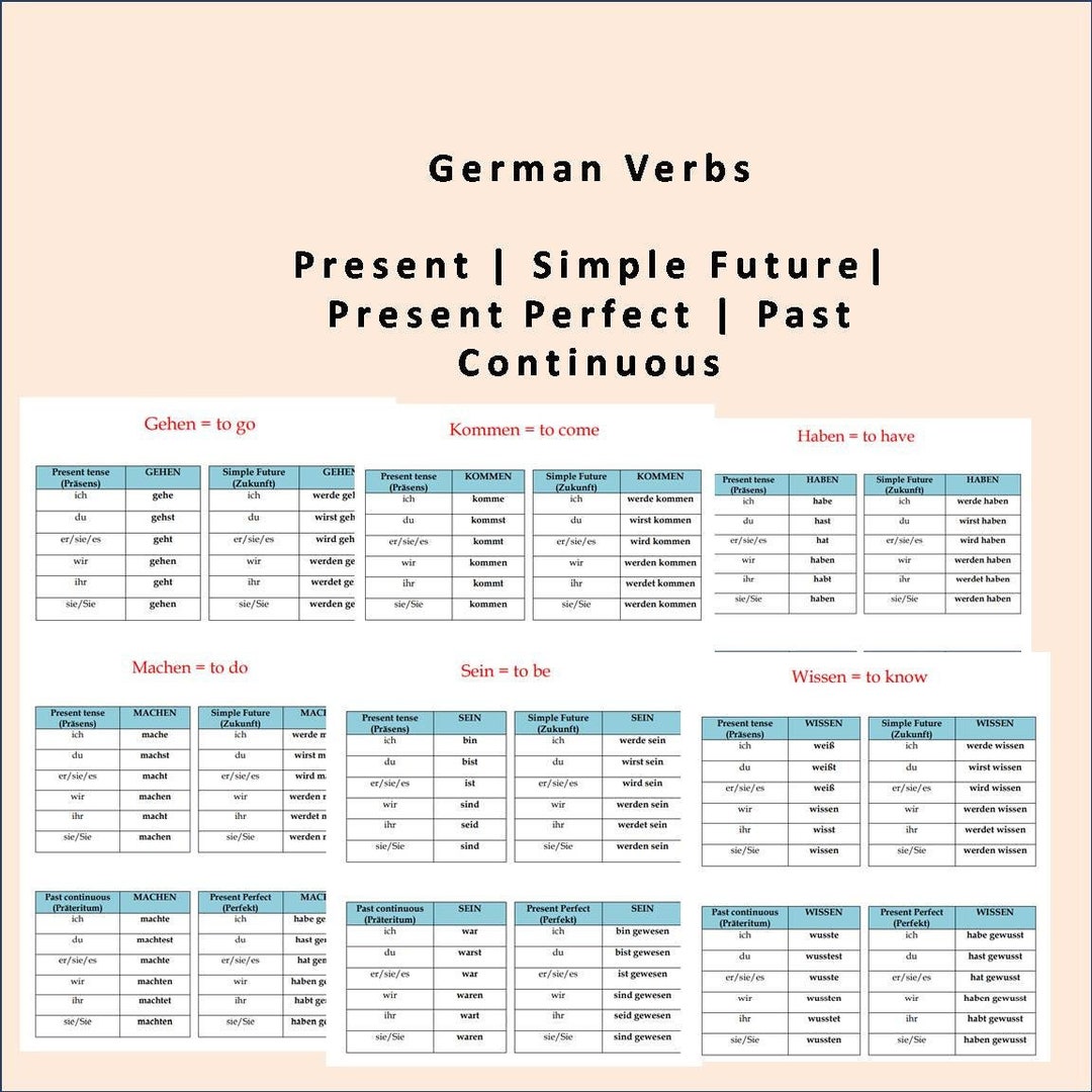 German Verbs Conjugation Tables German Verbs And Tenses German 