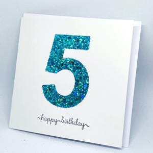 Carte de 5 ans - carte de joyeux anniversaire à paillettes scintillantes pour un enfant de 5 ans
