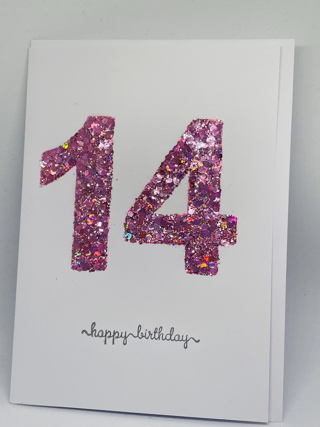 Age 14 Card - Beautifully Sparkly Handmade 14th Birthday Card - Etsy