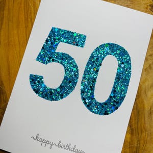 Carte d'anniversaire super scintillante faite main pour 50e anniversaire
