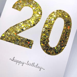 Carte d'anniversaire 20 ans super scintillante faite main