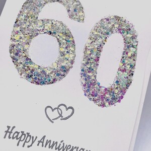 Carte d'anniversaire de mariage diamant faite main super scintillante et scintillante pour 60e anniversaire