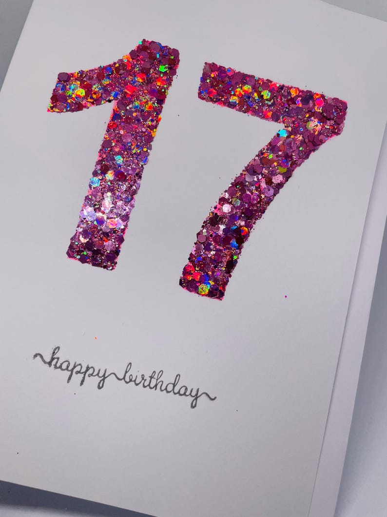 Glittery Sparkly Handmade 17th Birthday Card - Etsy UK
