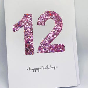 Super sparkly glittery handmade 12th birthday card
