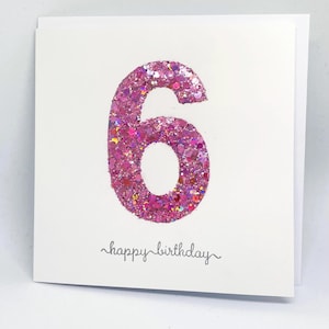Carte de joyeux anniversaire à paillettes super scintillantes pour un enfant de 6 ans