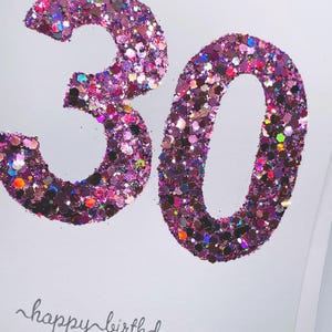 Carte d'anniversaire faite main scintillante et super scintillante