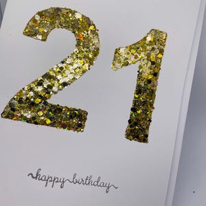Carte d'anniversaire super scintillante faite main pour 21 ans
