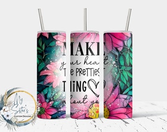 Floral Tumbler: Personalized 20 oz Sublimation Stainless Steel Cup