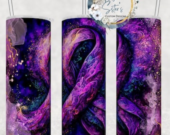 Purple Ribbon Awareness Tumbler | Lupus, Alzheimer's, Cancer | 20oz Personalized