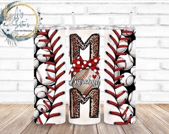Personalized Baseball Mom Tumbler: 20 oz Sublimation Stainless Steel Cup