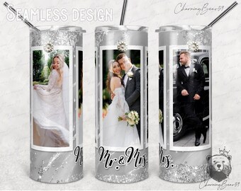 Personalized Wedding Photo Tumbler: Mr & Mrs Gift