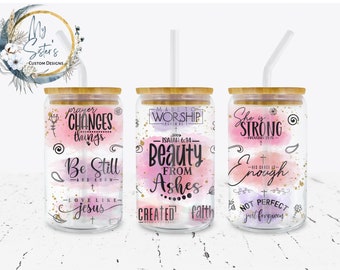 Beauty From The Ashes Libbey Glass Cup: Christian Affirmations Gift