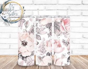 Floral 20 oz Straight Tumbler | Flowers | gift | Sublimation | Personalized Gift