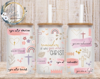 Christian Bible Verse Glass Cup: Frosted Affirmations Gift