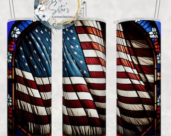 American Flag Stained Glass Tumbler 20 Oz.