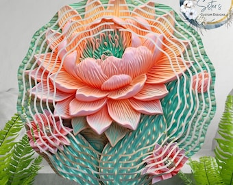 Cactus Flower Wind Spinner: 3D Garden Art, 8-inch Aluminum