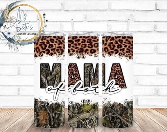 Mama of Both Tumbler: Camouflage & Leopard Print, Personalized Mom Gift