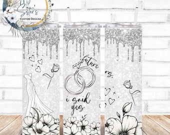 Wedding 20 oz Straight Tumbler | Yes to the Dress | enjoy the journey | Sublimation | Personalized Gift | Bride toBe