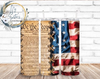 We The People Tumbler 20 Oz. | Men's Tumbler | Gift | Personalized | American Flag | constitution