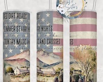Country Roads Tumbler: Barn, Tractor, Stars - Personalized 20oz Sublimation
