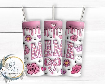 Mama Pink Bow Tumbler: 20oz Skinny Sublimation Mom Gift