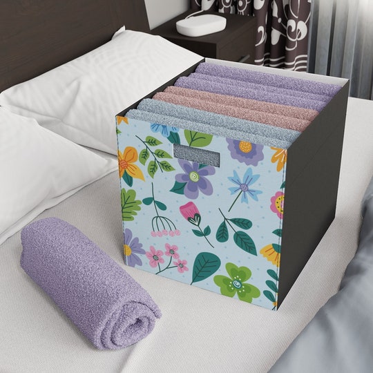 Disover Felt Storage Box, Blue Floral Print