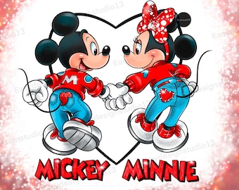 Minnie mouse PNG, Mickey mouse png, Mouse Valentines PNG, Retro Valentine's Day PNG, Valentine Shirt Design, Sublimation Design