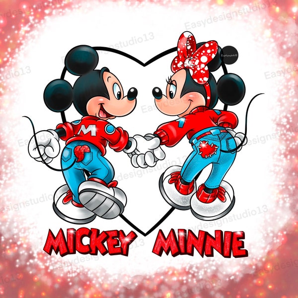 Minnie mouse PNG, Mickey mouse png, Mouse Valentines PNG, Retro Valentine's Day PNG, Valentine Shirt Design, Sublimation Design
