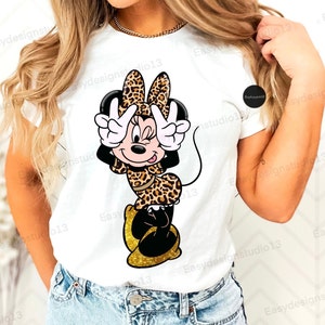 Minnie Mouse PNG file, Minnie leopard gold Glitter, Minnie Sublimation Design