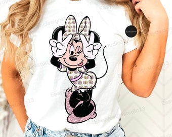 Minnie Mouse Easter eggs PNG file, Minnie Pink Glitter, Minnie Sublimation Design, easter theme , Minnie shirt design, Instant Download