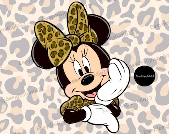 Leopard Minnie Mouse PNG file, Minnie Gold Glitter, Minnie Sublimation Design, tartan, plaid, Minnie shirt design, Instant Download