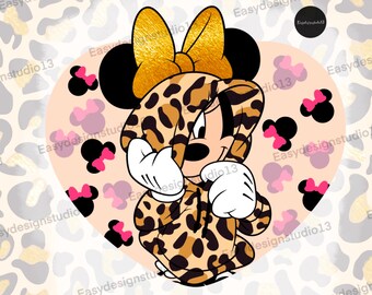 Minnie Mouse leopard clip art, Minnie Mouse, PNG, Minnie Mouse Sublimation design, minnie tshirt design, winter Sublimation
