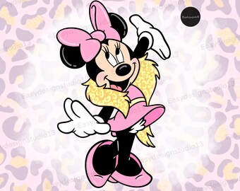 Leopard Minnie Mouse PNG file, Minnie Pink Glitter, Minnie Sublimation Design, leopard, pink , Minnie shirt design, Instant Download