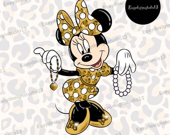 Leopard Minnie Mouse PNG file, Minnie Gold Glitter, Minnie Sublimation Design, tartan, plaid, Minnie shirt design, Instant Download