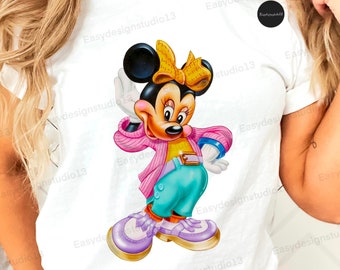 Minnie Mouse PNG file, Colourfull minnie, Minnie Sublimation Design, rainbow colors, Minnie shirt design, Instant Download