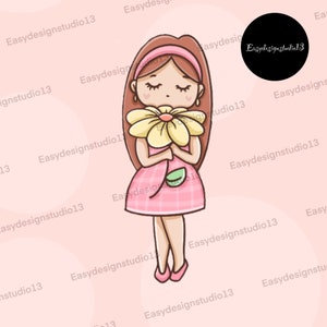 doll illustration, cute doll png, cute girl clipart, cute, doll clipart, digital download, png file