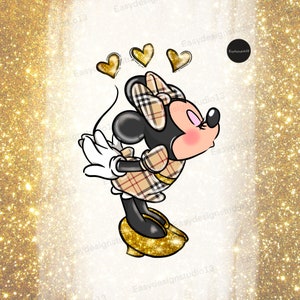 Minnie Maus PNG Datei, Minnie Gold Glitter, Minnie Sublimation Design, Tartan, Karo, Minnie Shirt Design, Instant Download
