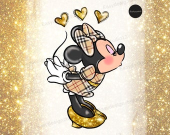 Minnie Mouse PNG file, Minnie Gold Glitter, Minnie Sublimation Design, tartan, plaid, Minnie shirt design, Instant Download