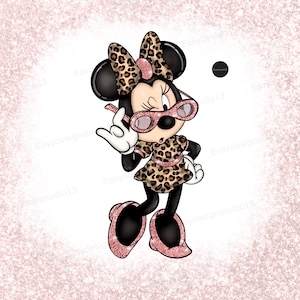 Leopard Minnie Mouse PNG file, Minnie Pink Glitter, Minnie Sublimation