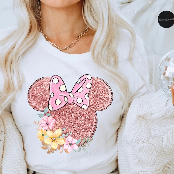 Glitter Minnie Mouse Ears png, Sublimation Minnie Head, Instant Download