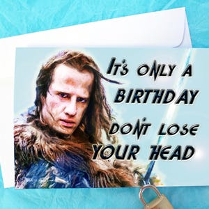 Carte d'anniversaire amusante Highlander KimWestART